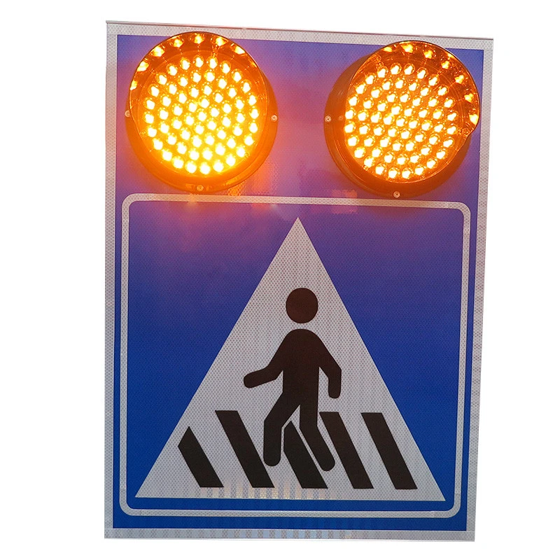 Roadway solar traffic safety construction flashing crosswalk road pedestrian signal led lighted arrow sign board signage