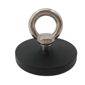 Rubber Coated Pot Neodymium Magnet with M5 Hook or Eyebolt