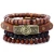 Import Ruigang Hottest sales thin bracelets with wood beads,leather wrap bracelet,color leather men bracelet beads from China