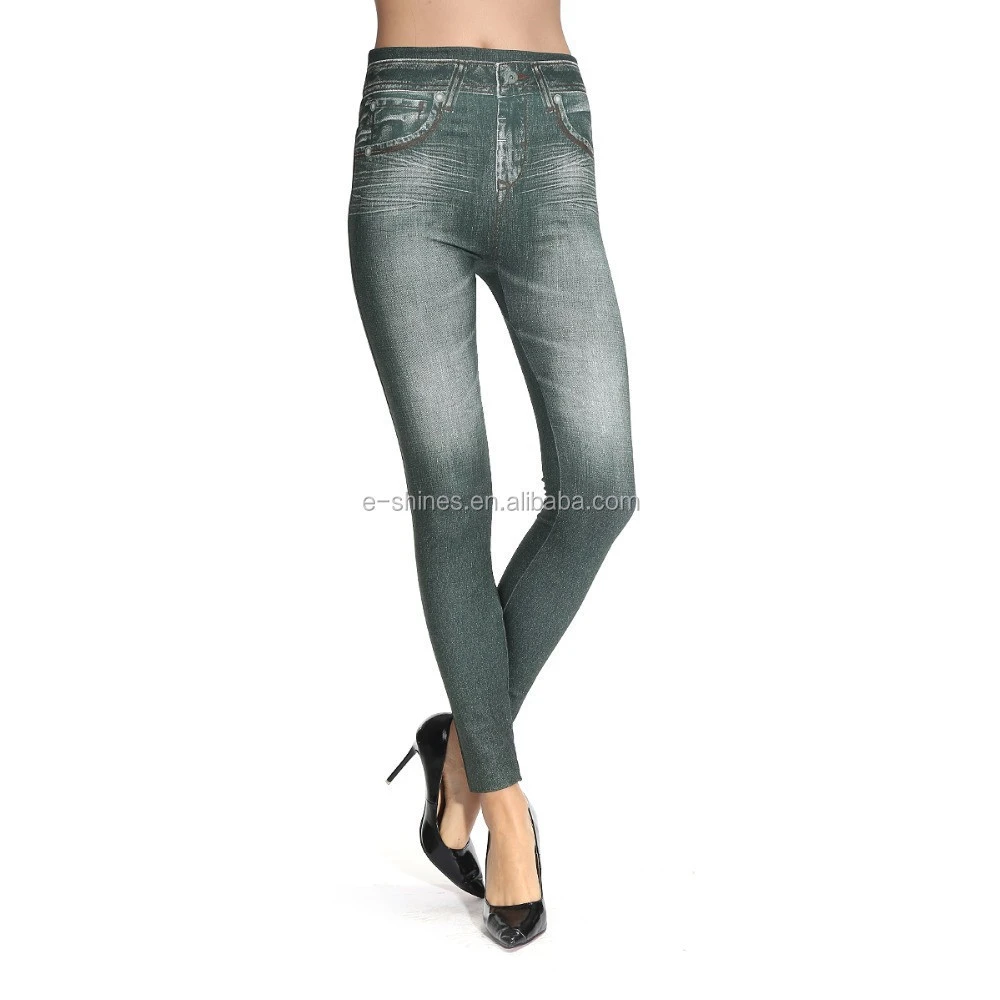 Seamless custom color jeans denim women jegging printed leggings for women