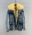 Import SF0530 Women Winter Removable Parka Coat Wholesale Real Fox Fur Lined Denim Jacket with Raccoon Fur Collar from China