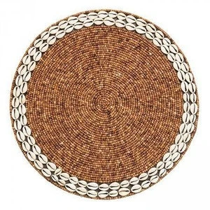 Shell &amp; Wooden Beads Round Table Placemat
