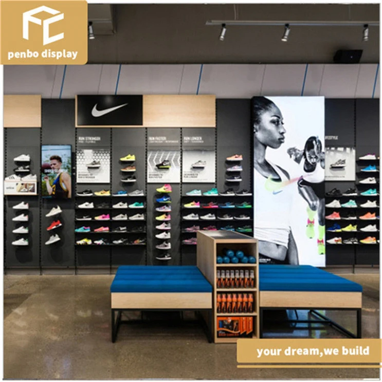 Shop furniture sportswear, sport shoes display wall shelf