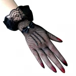 Short fishing net bright diamond bow lace bridal gloves wedding etiquette stage performance gloves