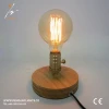 Simple Style Vintage Round Wood Base Metal Lamp Holder Table Lamp