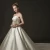 Import Simple white satin bridal gowns ball gown long train wedding dress from China