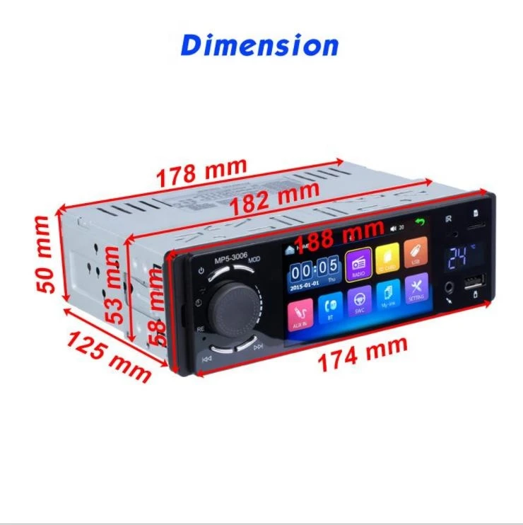Single Din 4" inch Car Stereo FM Autoradio Multimedia MP5 Player Car Stereo with mirror link with temperature display