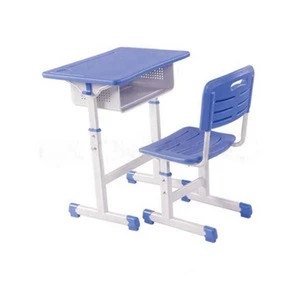 Single school ergonomic kids plastic study desk and chair set