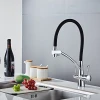 Sink Polished Single Handle Pull Down Ceramic Modern Black Kitchen Faucet