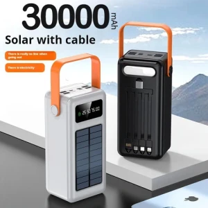 Solar Power Bank with flashlight and cables 30000mah powerbank 40000mAh Solar Charger solar power banks for phones