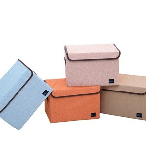 Solid color cotton and linen storage box portable storage box living room toys clothing container non-woven fabric storage box
