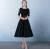 Solid Color Embroidery Lace Midi dresses Short Sleeve Women Bridesmaid Formal Dress Evening Dress