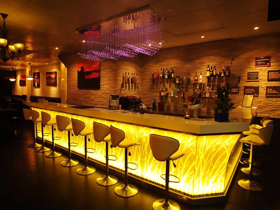 solid surface top modern restaurant bar counter luxury led bar counter design