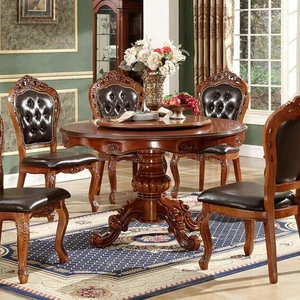 Solid wood luxury dining table set with rotating centre NG5631&amp; NG2880