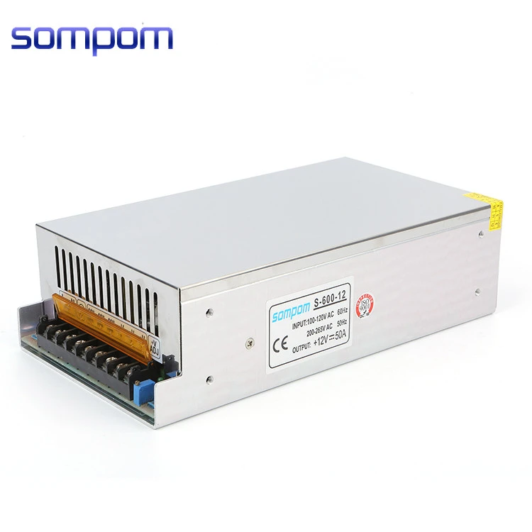 Sompom 110/220VAC Single Output Type S-600-12 12V 50A 600W Switch Power Supply
