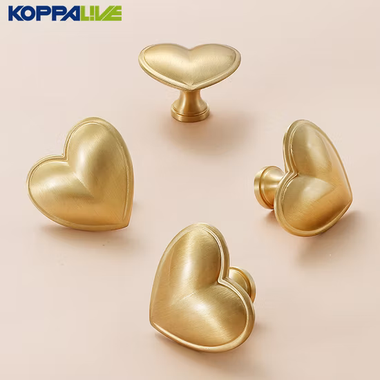 Koppalive Creative Love Handle Heart Chrome Plated Bright Silver Gold Drawer Cabinet Brass Knob