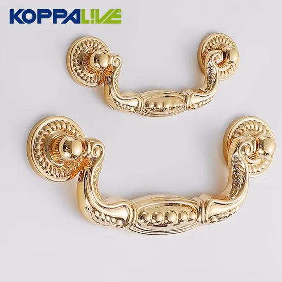 Rustic Drop Bail Dresser Drawer Pull Bright Gold Luxury Antique Brass Cabinet Handle