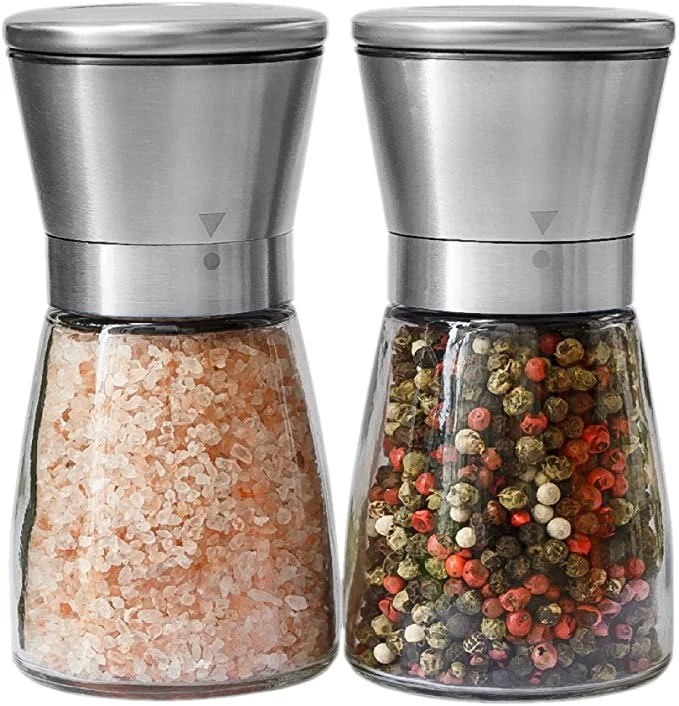 Stainless Steel Best Spice Mill  Salt and Pepper Grinder Set  Salt  Pepper Shakers