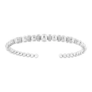 Sterling Silver 1/4 cttw Diamond Ball Bead Cuff Bangle Bracelet (I-J, I2-I3)