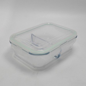 stocks Plastic Lid Storage Glass Food Container bento lunch box with compartment