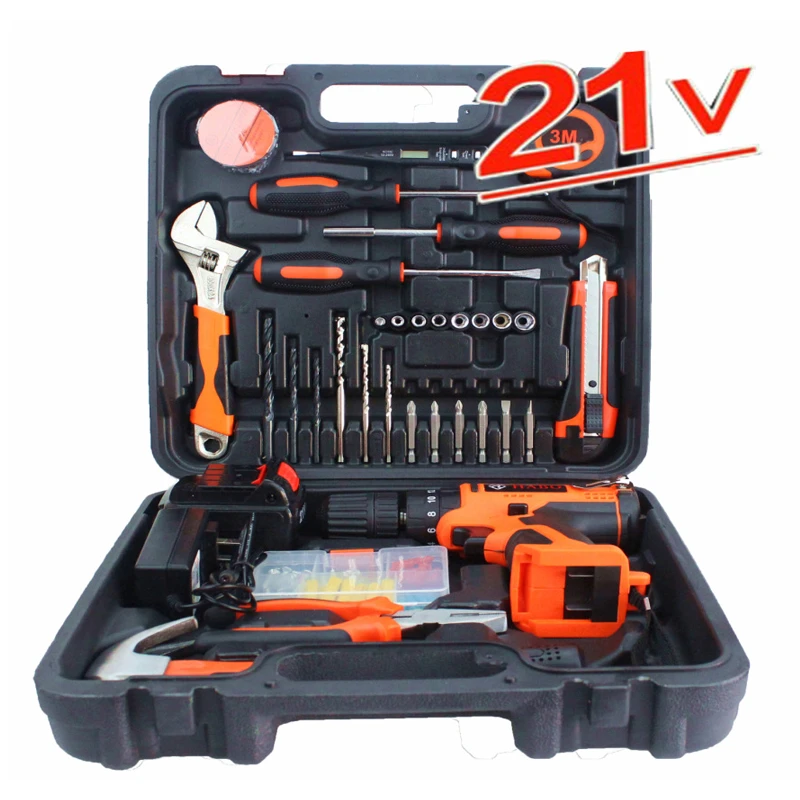 Strong Power Electric Screwdriver and Cordless Drill and Screwdriver Hardware Kit Household Toolbox