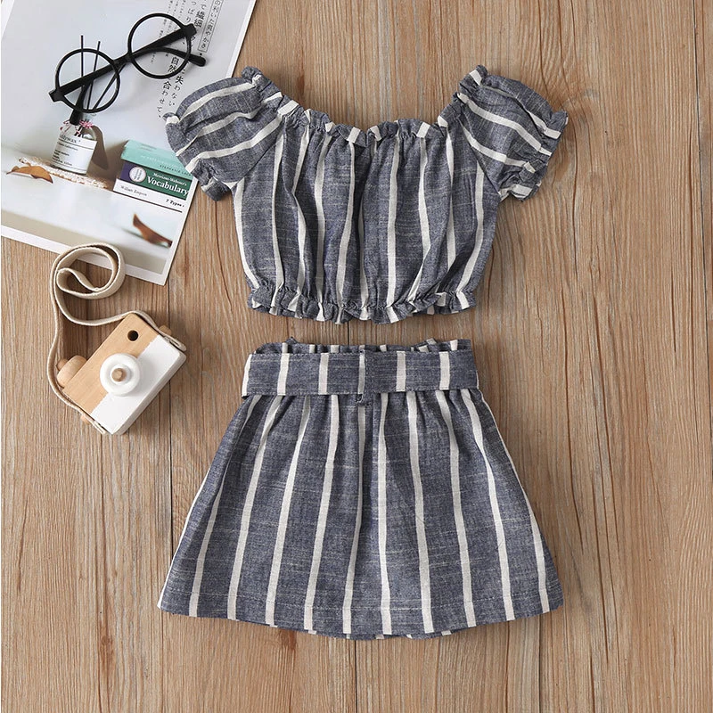 Wholesale 2021 Summer Short Cartoon Print Tops Outfits New Baby