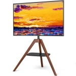 Swivel 90 Degrees Floor TV Mounting with White Solid Wood Tripod Legs 32