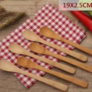 SZ04 Hot sale products Japanese long handle bamboo spoon wooden kitchen cooking teaspoon condiment Utensil