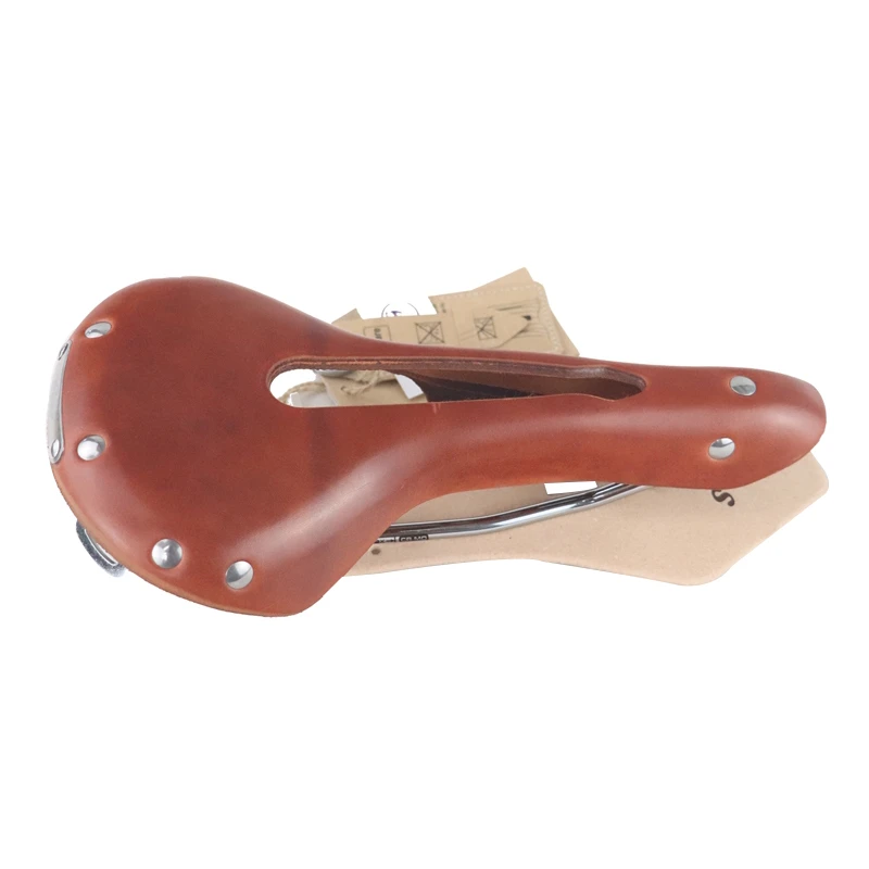 Taiwan Gyes GS-06H Retro Rivet Cow Leather Breathable Leisure Bike Seat Hollow Bicycle Saddle