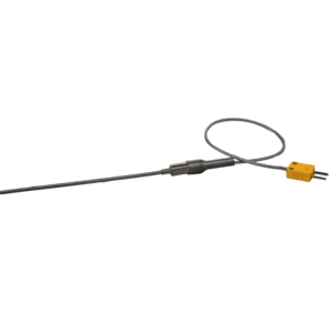 Thermocouple Type K, Ungrounded MGO 1/8&quot; x6 Inconel w/ 12&quot; Stainless Steel Overbraid Fiberglass Solid Wire Leads, Mini Male Plug