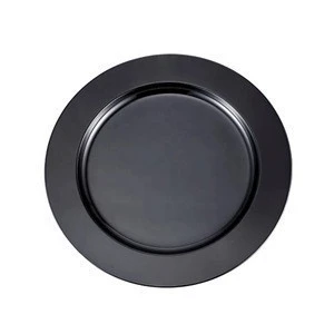 Titanium Gold Plated Dishes Plates for Restaurant Dining Hall Cafeteria Diner Outdoor Barbeque Banquet Home Black Charger Plates