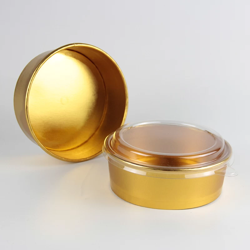 Top Disposable Custom Printing Gold Foil Container Paper Salad Bowl With Lid