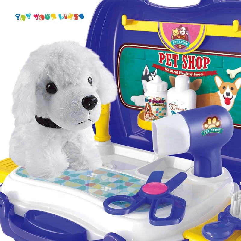 Top Sale Pretend Play Toy Pet Store Suitcase Toy Play Set 16 PCS