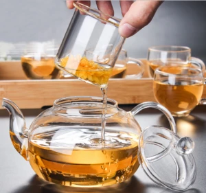 Top sales high borosilicate glass tea pot with glass infuser