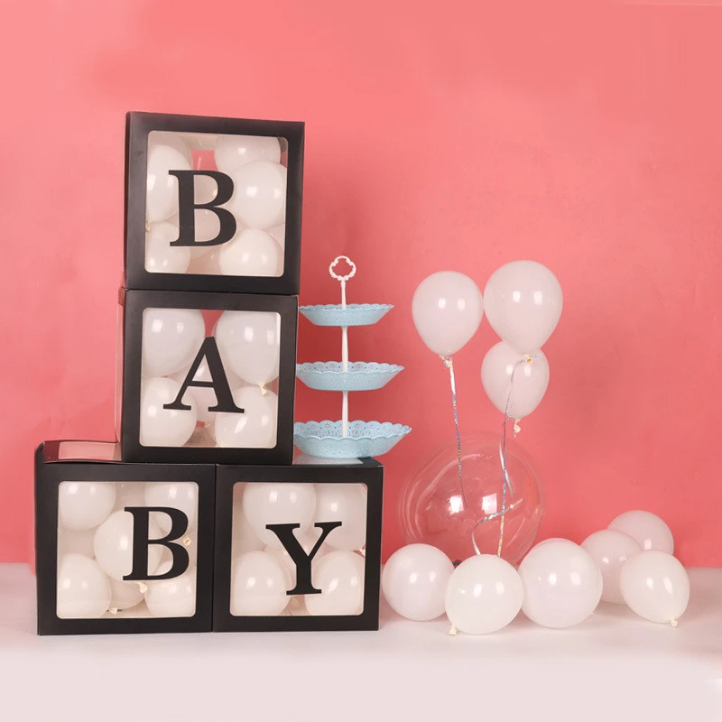 transparent Name Age Box Girl Boy Baby Shower Decorations Baby 2 1st 1 One Birthday Party Decor Gift Babyshower Supplies