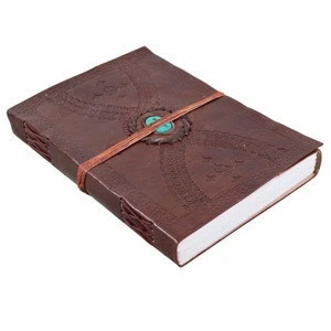 Turquoise Stone Embossed Leather Cover Journal Travel Notebook 100 % handmade Dairy For sale