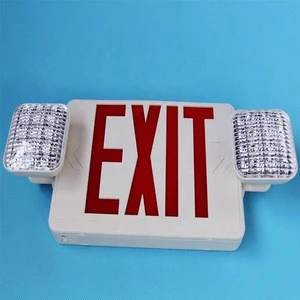 Twin spot red exit sign with emergency light
