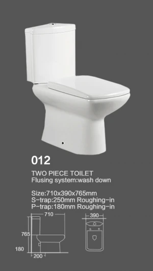 two Piece  Ceramic Chinese Floor Mounted White Color Bathroom Modern Desgin Toilet