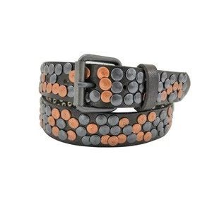 Two-tone Beads Men and Women Italy Genuine Leather Belt