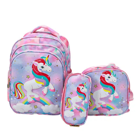 Buy Unicorn Cartoon Girls With Pencil Bag Lunch Box Trolli Trolley ...