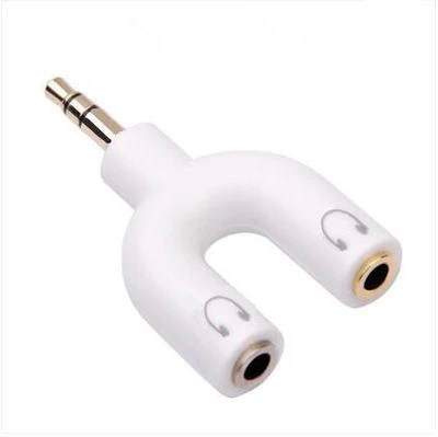 Universal New Arrival U type 3.5mm 1 to 2 audio music adapter for earphones mobile phone computer