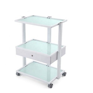 USA free shipping tool cabinet glass moving beauty salon drawer trolley with 2 color in stock