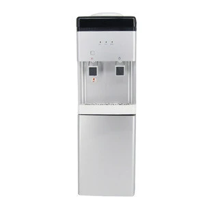Vertical hot and cold water dispenser with mini fridge