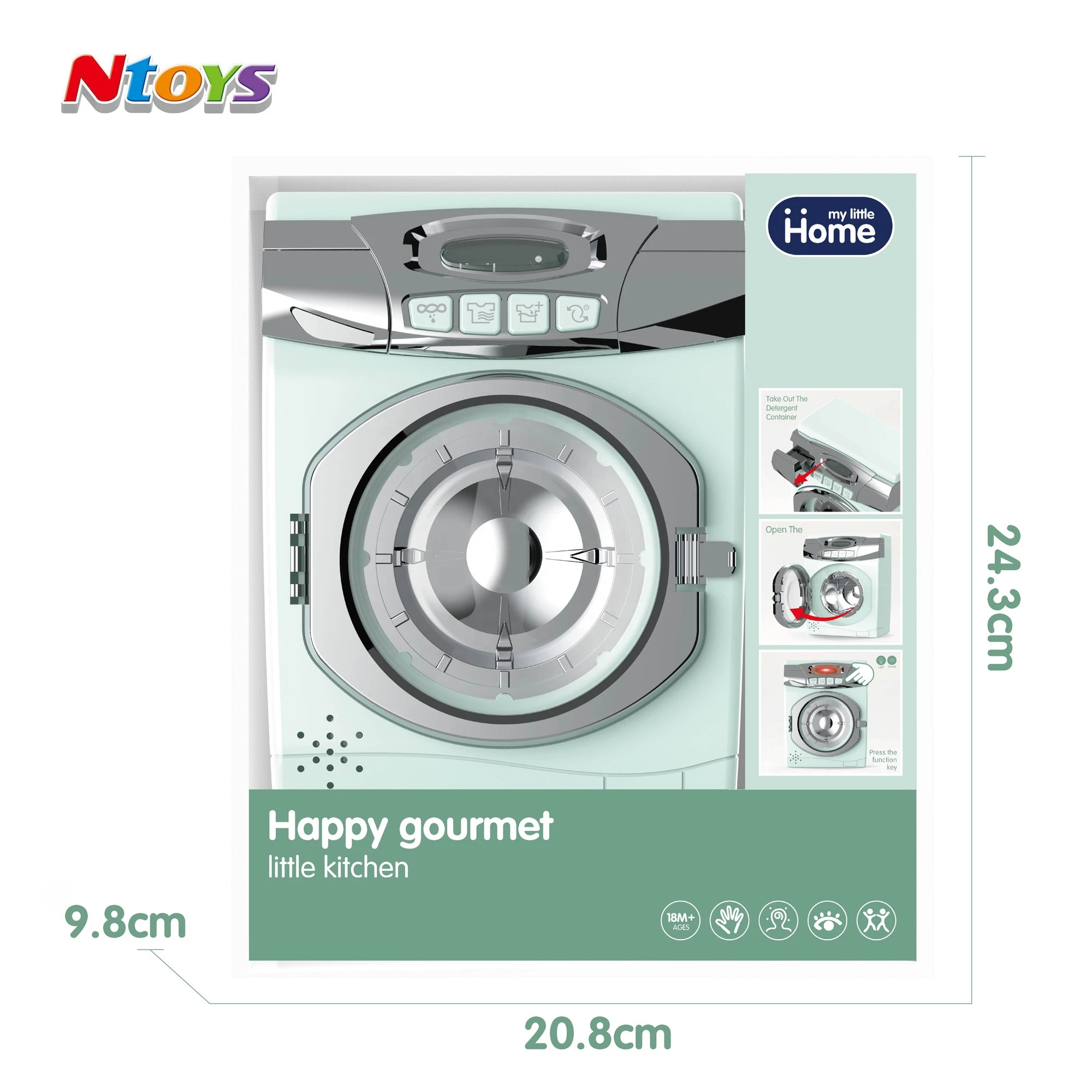 Washing Machine Toy Simulation Home Miniature Laundry Play set Cleaning Washing Machine with Light and Sound for Kids