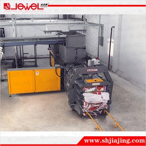 Waste dispose solution for packaging plant full automatic cardboard trim waste compress baler machine