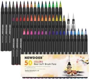 Watercolor Brush Pens Set, 25 Paint Markers + 1 Refillable Water Blending Pen for Coloring, Calligraphy and Drawing