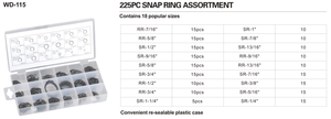 WD--115  225pc snap ring assortment