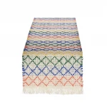 White Navy blue Indoor Dining Table Runner