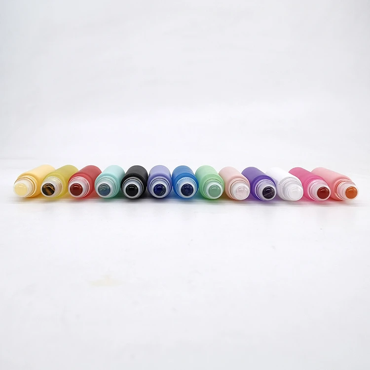 Wholesale 10ml matte custom color frosted glass roll on bottle 10ml with crystals roller ball and caps