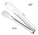 Wholesale 14" Stainless Steel  Steak Clip Food Tong Bread Clamp BBQ Tongs Kitchen